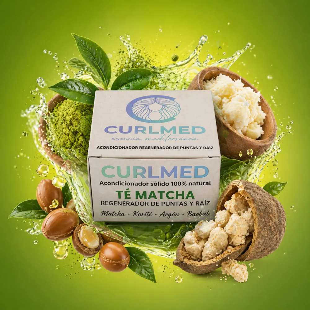 CurlMed Acondicionador Sólido Regenerador Puntas y Raíz Té Matcha 80g - Imagen 6